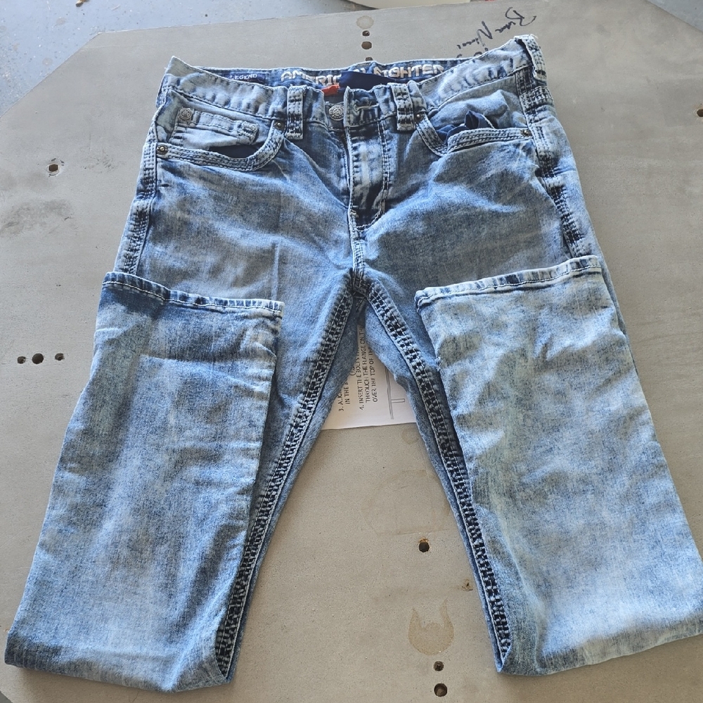 American Fighter Light Blue Slim Straight Jeans